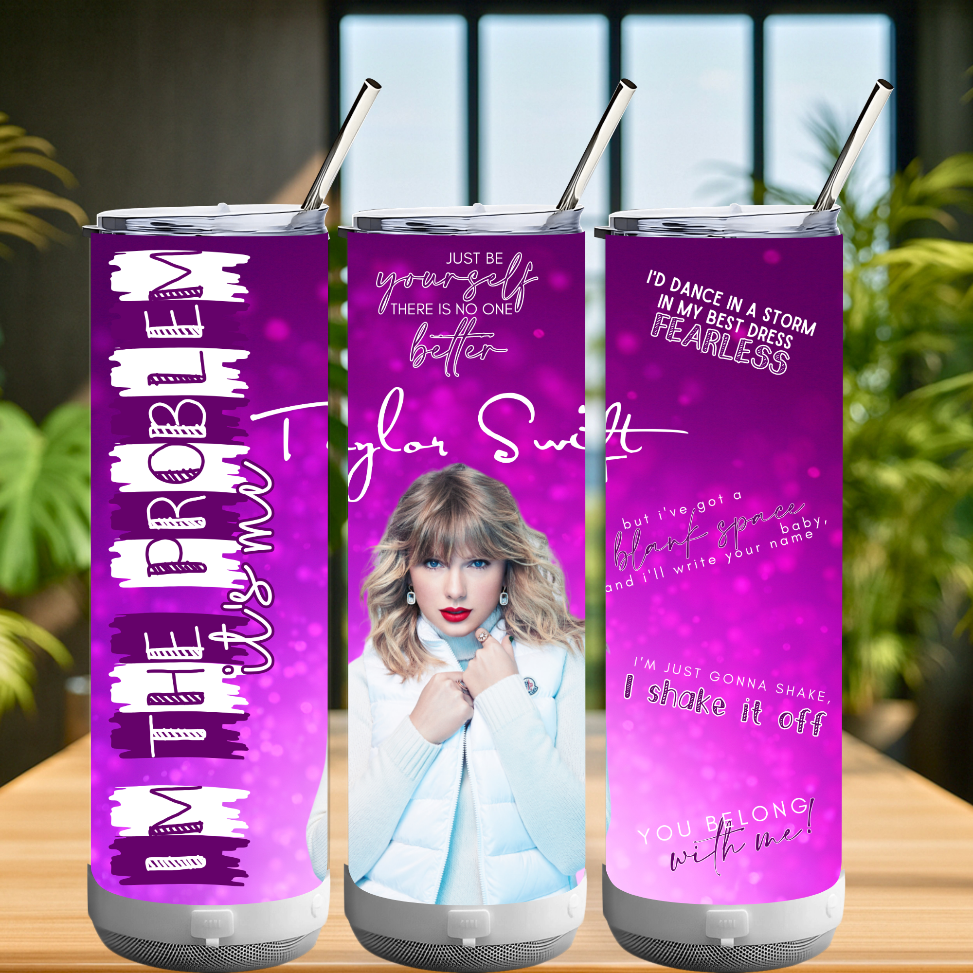 20oz White Bluetooth-Speaker Tumbler
