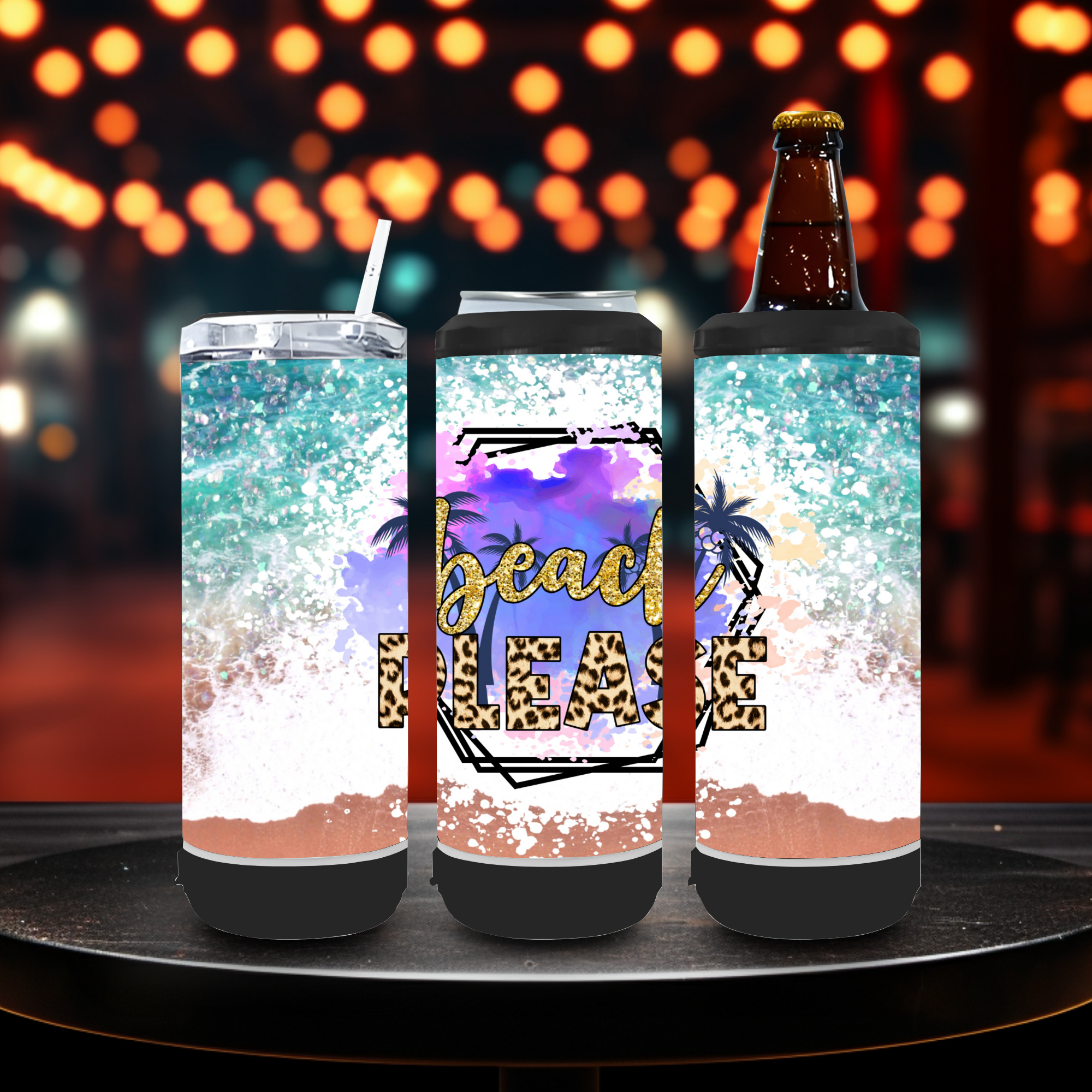 4 In 1 Speaker Black Can Cooler Tumbler