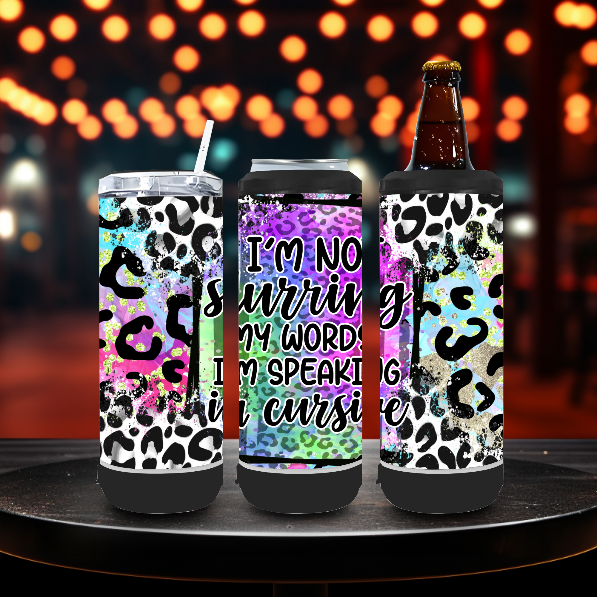 4 In 1 Speaker Black Can Cooler Tumbler