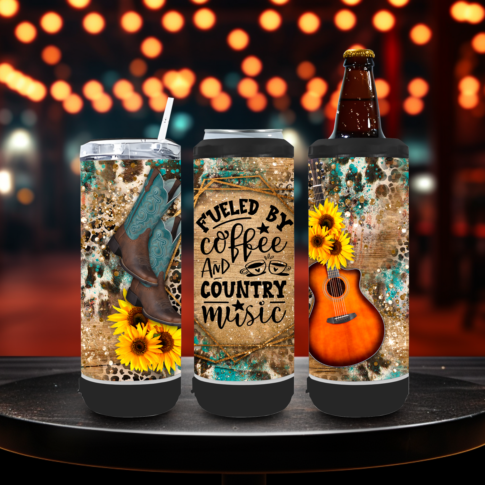 4 In 1 Speaker Black Can Cooler Tumbler
