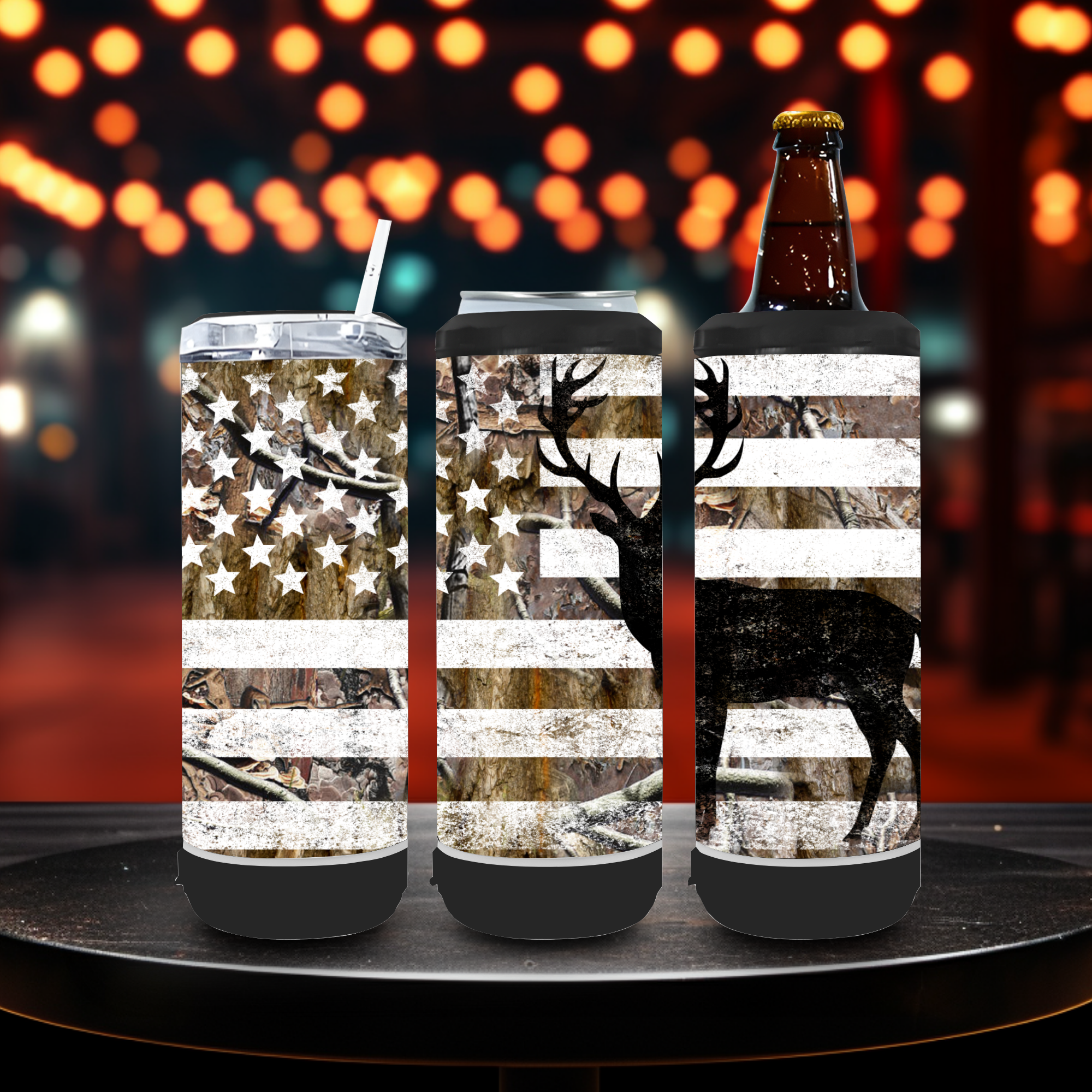4 In 1 Speaker Black Can Cooler Tumbler