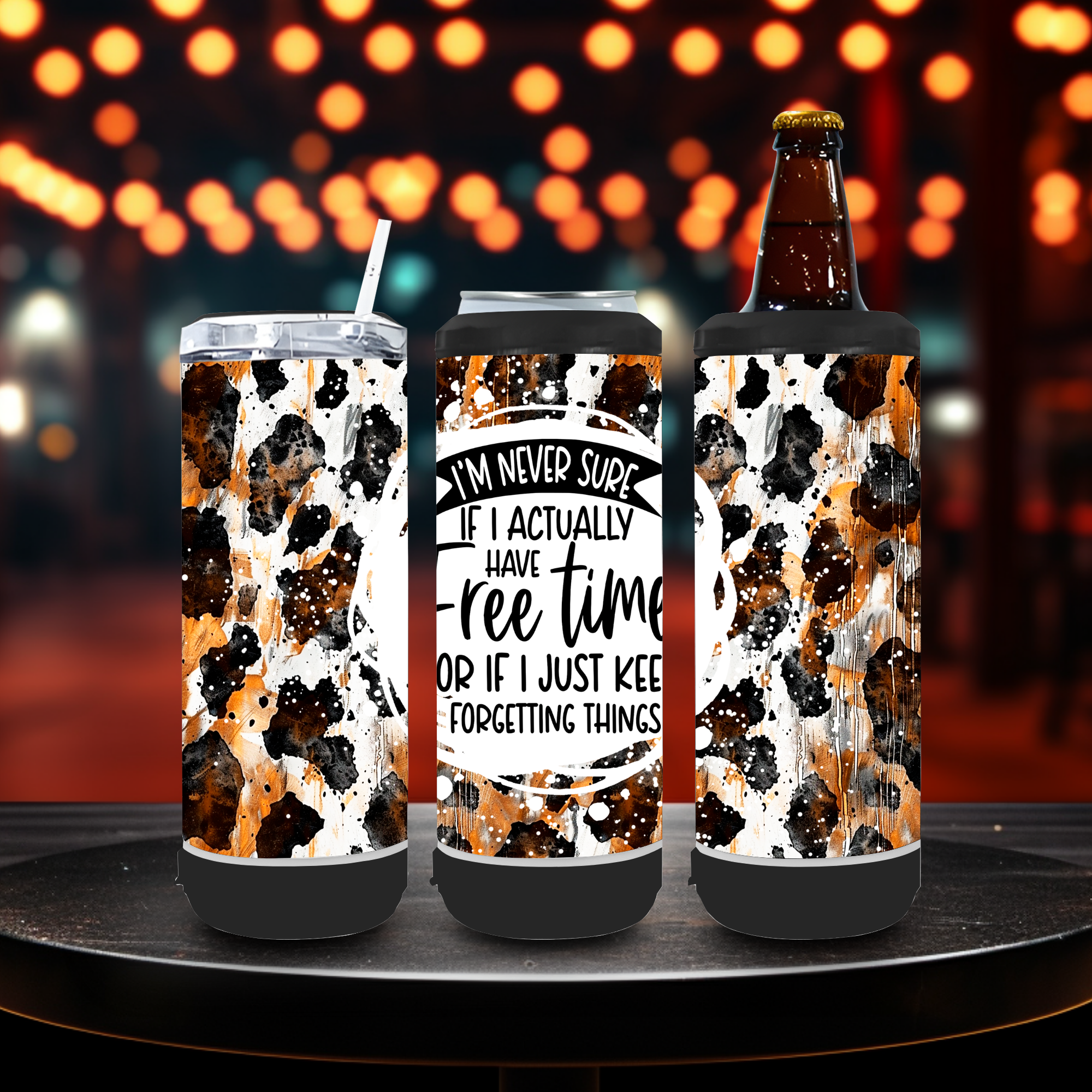 4 In 1 Speaker Black Can Cooler Tumbler