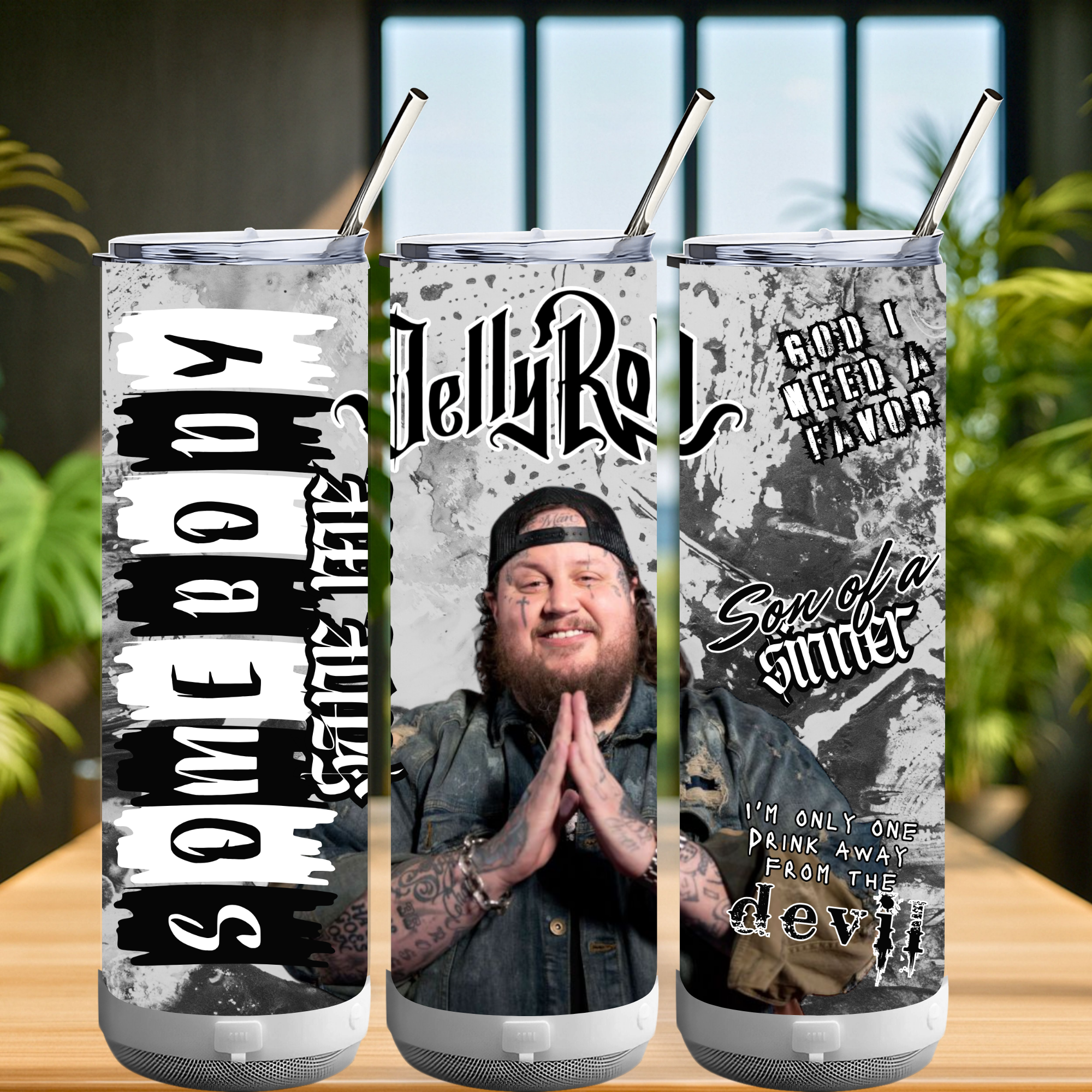 20oz White Bluetooth-Speaker Tumbler