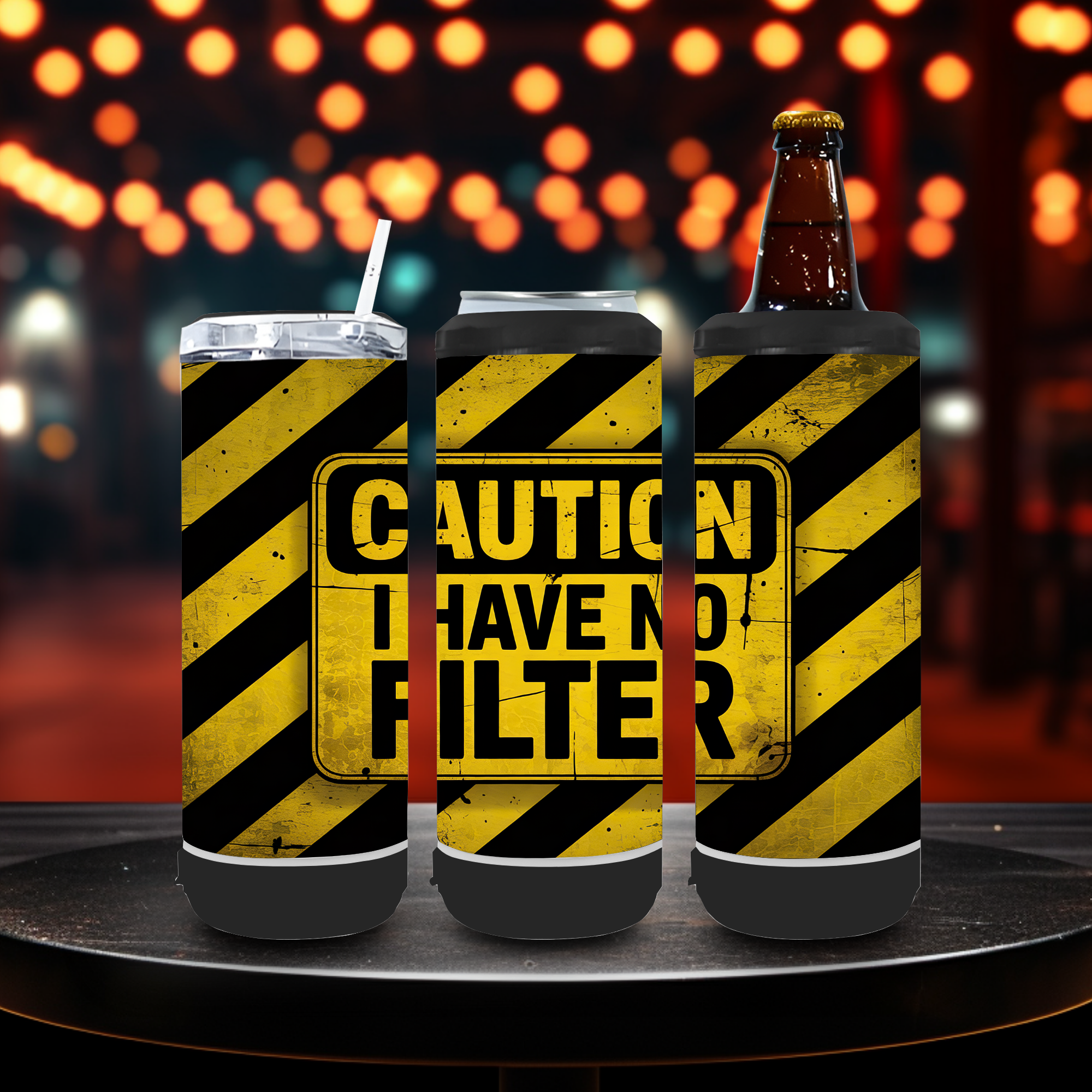 4 In 1 Speaker Black Can Cooler Tumbler